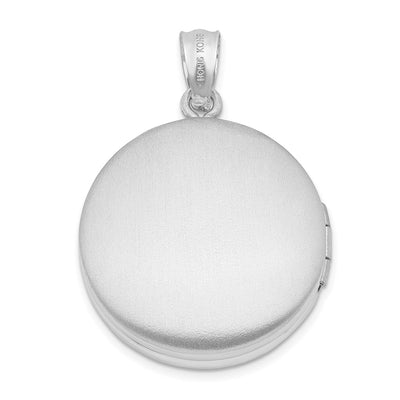 Sterling Silver Rh-pltd Diamond LOVE TO THE MOON Round Locket