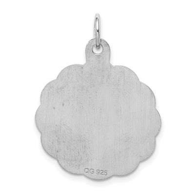 Sterling Silver Rhodium-plated Engraveable Boy Disc Charm, 29 x 23mm