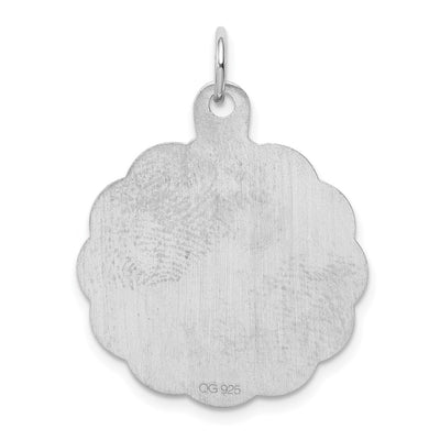 Sterling Silver Rhodium-plated Engraveable Girl Disc Charm, 29 x 23mm