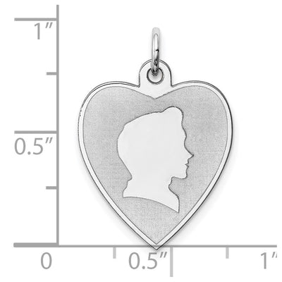 Sterling Silver Rhodium-plated Engraveable Boy Disc Charm, 24 x 17mm