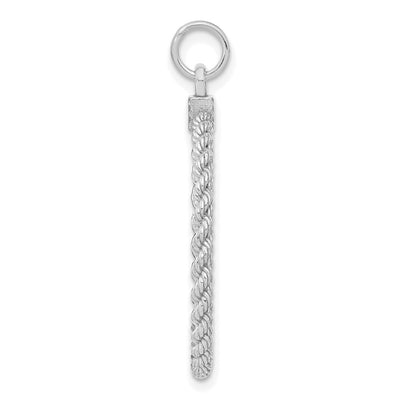 SS Rh-plt Engraveable Round with Rope Polished Front/Satin Back Disc