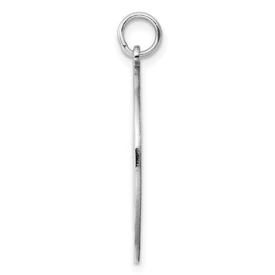 Sterling Silver Rhod-plated Eng. Round Polished Front/Back Disc Charm, 32 x 26mm