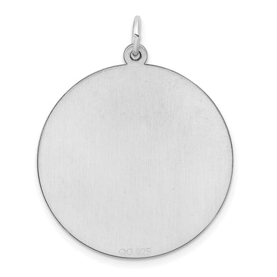 Sterling Silver Rhod-plated Eng. Round Polish Front/Satin Back Disc Charm, 37 x 29mm