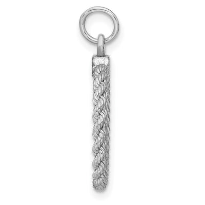 Sterling Silver Rhod-plated Eng. Rnd w/Rope Polish Front/Satin Back Disc, 26 x 16mm