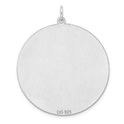 Sterling Silver Rhod-plated Eng. Round Polish Front/Satin Back Disc Charm, 40.25 x 34.3mm
