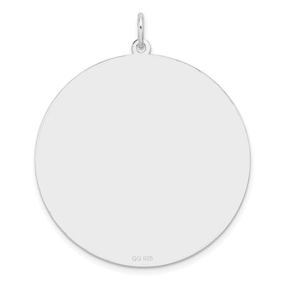 Sterling Silver Rhod-plated Eng. Round Polished Front/Back Disc Charm, 40.25 x 34.3mm