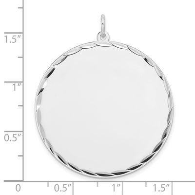 Sterling Silver Rhod-plated Eng. Round Polished Front/Back Disc Charm, 40.25 x 34.3mm