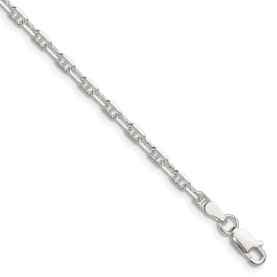 Sterling Silver Polished and D/C Mariner Link Bracelet, 7 x 3mm