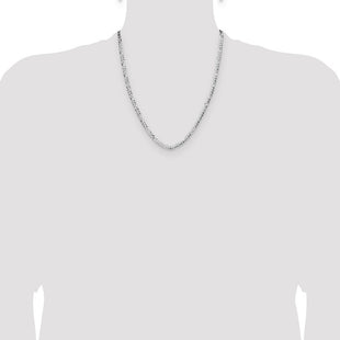 Sterling Silver Lightweight Flat Figaro Chain (Style QMB100-22)