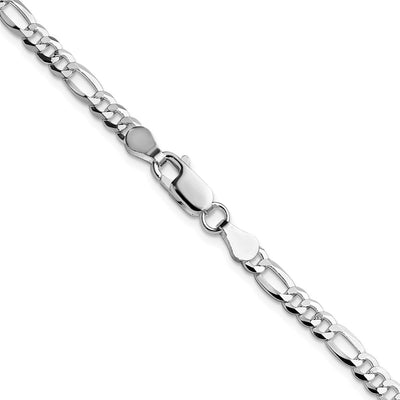 Sterling Silver Rhodium-plated Lightweight Flat Figaro Chain, 26 x 4mm