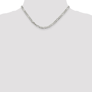 Sterling Silver Lightweight Flat Figaro Chain (Style QMB120-16)