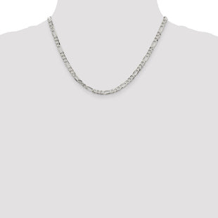 Sterling Silver Lightweight Flat Figaro Chain (Style QMB120-18)