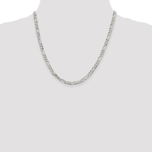 Sterling Silver Lightweight Flat Figaro Chain (Style QMB120-20)