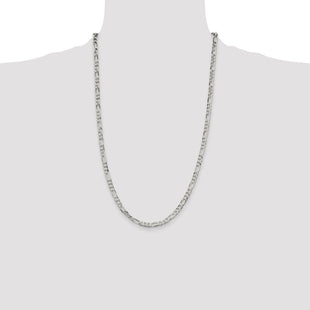 Sterling Silver Lightweight Flat Figaro Chain (Style QMB120-26)