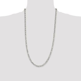 Sterling Silver Lightweight Flat Figaro Chain (Style QMB120-28)