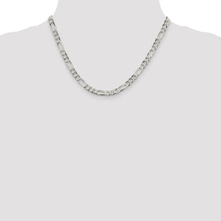 Sterling Silver Lightweight Flat Figaro Chain (Style QMB150-18)