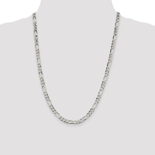 Sterling Silver Lightweight Flat Figaro Chain (Style QMB150-24)