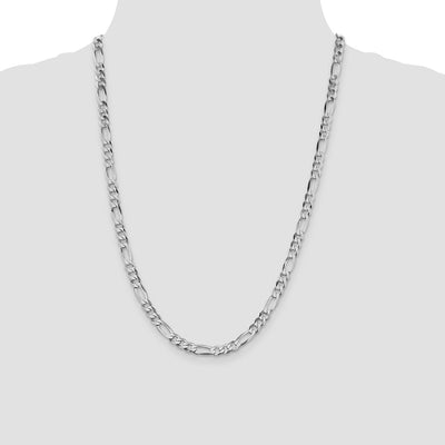 Sterling Silver Rhodium-plated Lightweight Flat Figaro Chain, 18 x 5.5mm