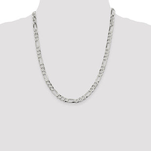 Sterling Silver Lightweight Flat Figaro Chain (Style QMB180-22)