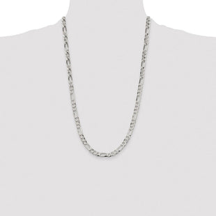 Sterling Silver Lightweight Flat Figaro Chain (Style QMB180-26)
