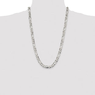 Sterling Silver Lightweight Flat Figaro Chain (Style QMB220-26)