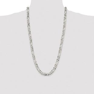 Sterling Silver Lightweight Flat Figaro Chain (Style QMB220-28)