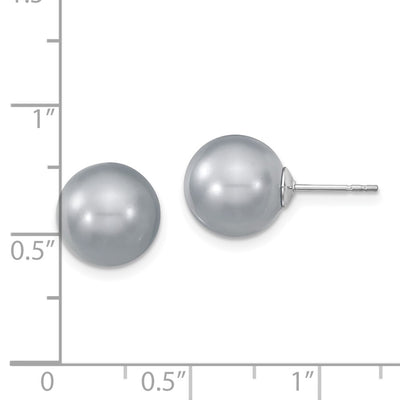Majestik Sterling Silver Rhodium-plated Grey Imitation Shell Pearl Stud Earrings