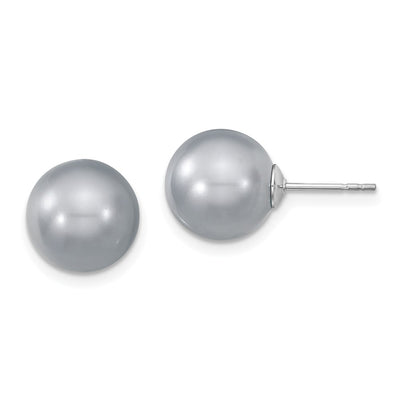 Majestik Sterling Silver Rhodium-plated Grey Imitation Shell Pearl Stud Earrings
