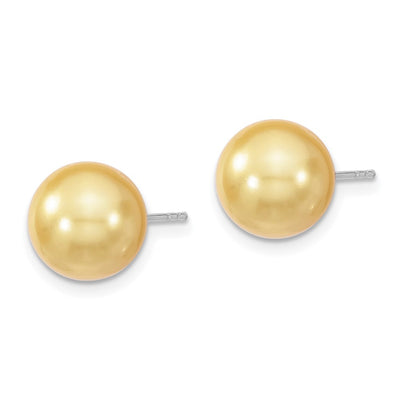 Majestik Sterling Silver Rhodium-plated Yellow Imitation Shell Pearl Stud Earrings
