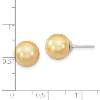 Majestik Sterling Silver Rhodium-plated Yellow Imitation Shell Pearl Stud Earrings