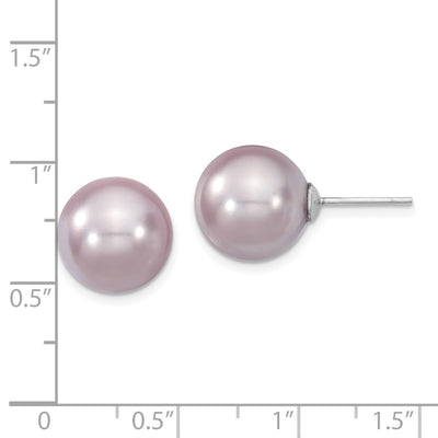 Majestik Sterling Silver Rhodium-plated Purple Imitation Shell Pearl Stud Earrings