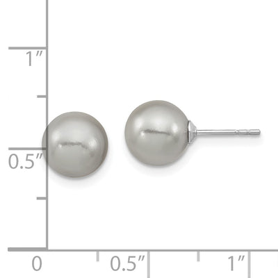 Majestic Sterling Silver Rhodium-plated Grey Imitation Shell Pearl Stud Earrings