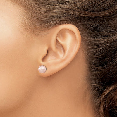 Majestic Sterling Silver Rhodium-plated Pink Imitation Shell Pearl Stud Earrings