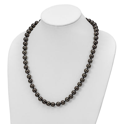 Majestik Sterling Silver Rhodium-plated Black Imitation Shell Pearl Hand-knotted Necklace