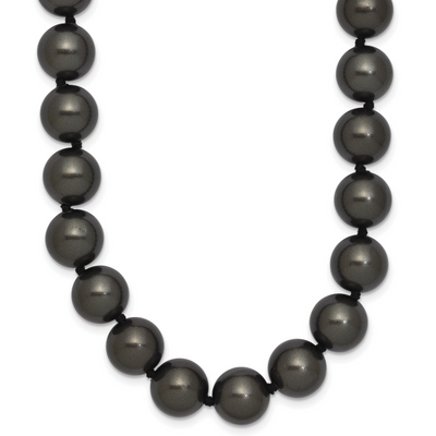 Majestik Sterling Silver Rhodium-plated Black Imitation Shell Pearl Hand-knotted Necklace