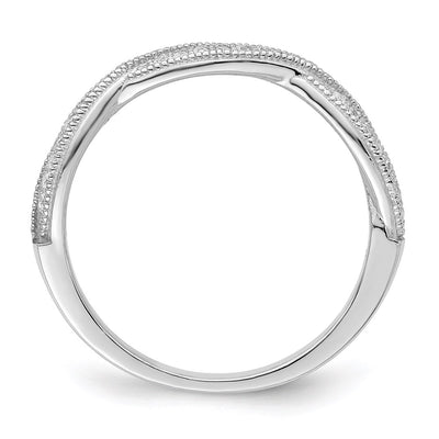 Brilliant Embers Sterling Silver Rhodium-plated 48 Stone Criss Cross Micro Pavé CZ Polished Ring