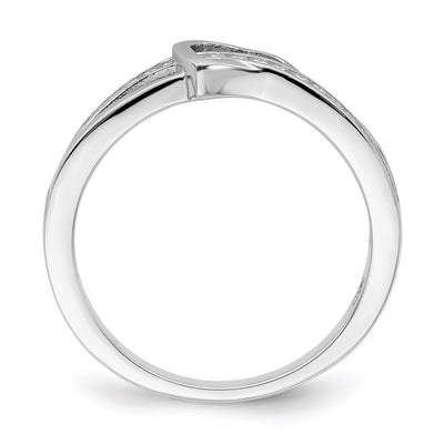 Brilliant Embers Sterling Silver Rhodium-plated 20 Stone Micro Pavé CZ Heart Ring