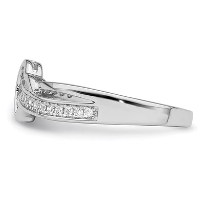 Brilliant Embers Sterling Silver Rhodium-plated 20 Stone Micro Pavé CZ Heart Ring
