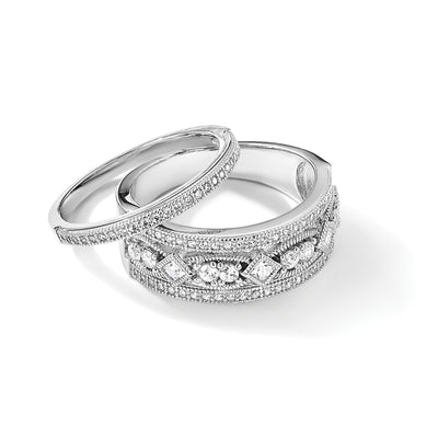 Brilliant Embers Sterling Silver Rhodium-plated 25 Stone Micro Pavé CZ Polished Ring