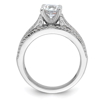 Brilliant Embers Sterling Silver Rhodium-plated 135 Stone Micro Pavé CZ 2-piece Wedding Set