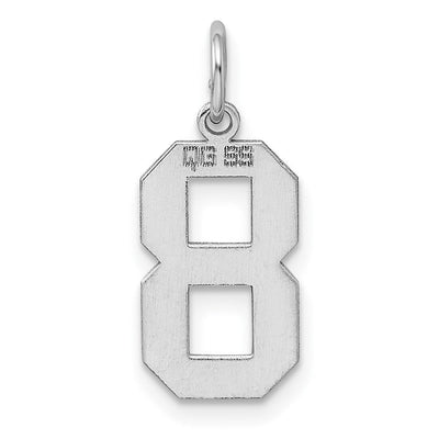 Sterling Silver/Rhodium-plated Polished Number 8 Charm, 21 x 8mm