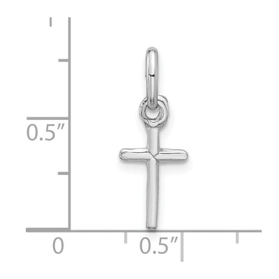 Sterling Silver Rhodium-plated Cross Charm, 20 x 7mm