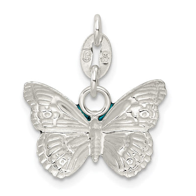 Sterling Silver Enameled Butterfly Charm, 13 x 18mm