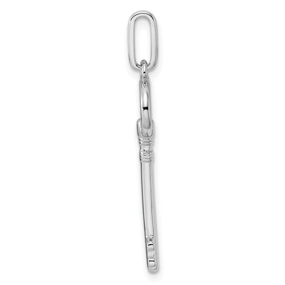 Sterling Silver Rhodium-plated Key Pendant, 41 x 10mm