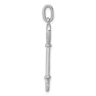 Sterling Silver Rhodium-plated Key Pendant, 35 x 8mm