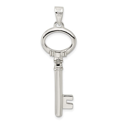 Sterling Silver Polished Key Pendant, 49 x 15mm
