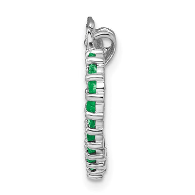 Sterling Silver Rhodium-plated Emerald & Diamond Heart Pendant