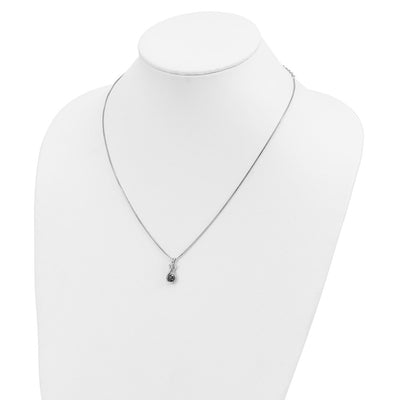 White Night Sterling Silver Rhodium-plated Black Diamond Love Knot Necklace with Extender