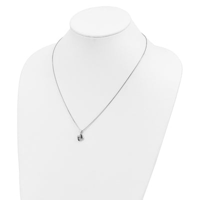 White Night Sterling Silver Rhodium-plated Black and White Diamond Necklace with Extender, 18 x 12mm