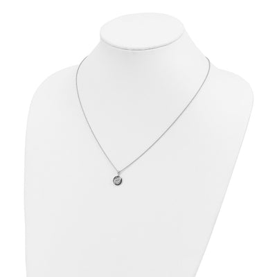 White Night Sterling Silver Rhodium-plated Black and White Diamond Necklace with Extender, 18 x 11mm